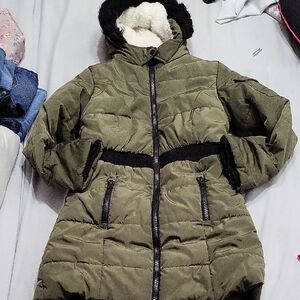 Hudson Jeans Kids Khaki Puffer Coat